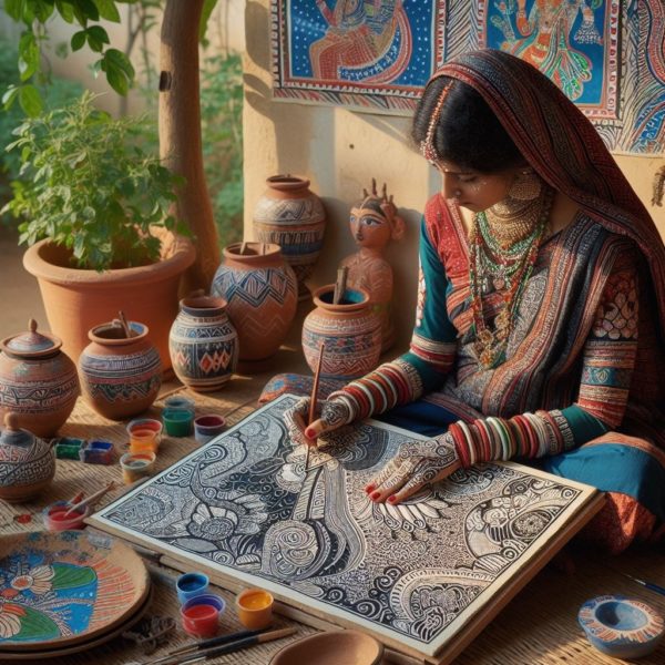Artist Making Mithila Paintings