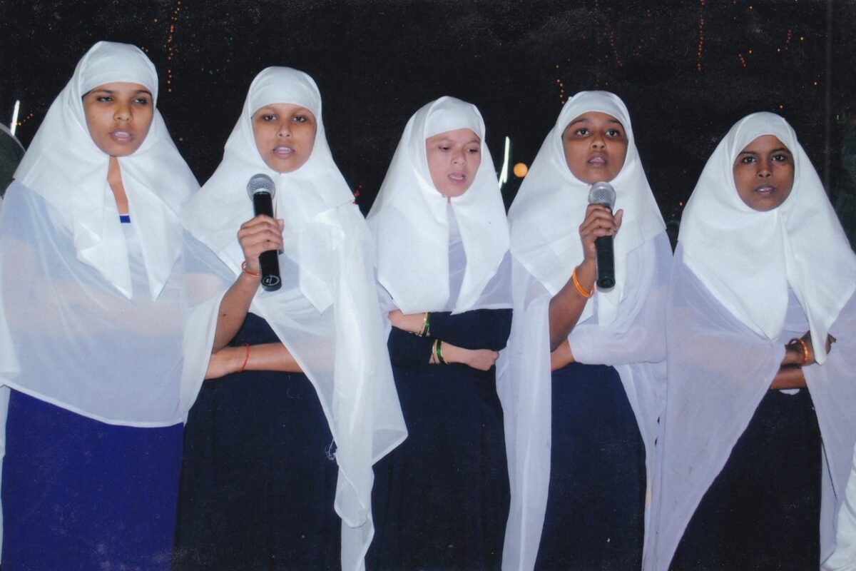Girls speaking at the MESKP Foundation Day celebration, 2011