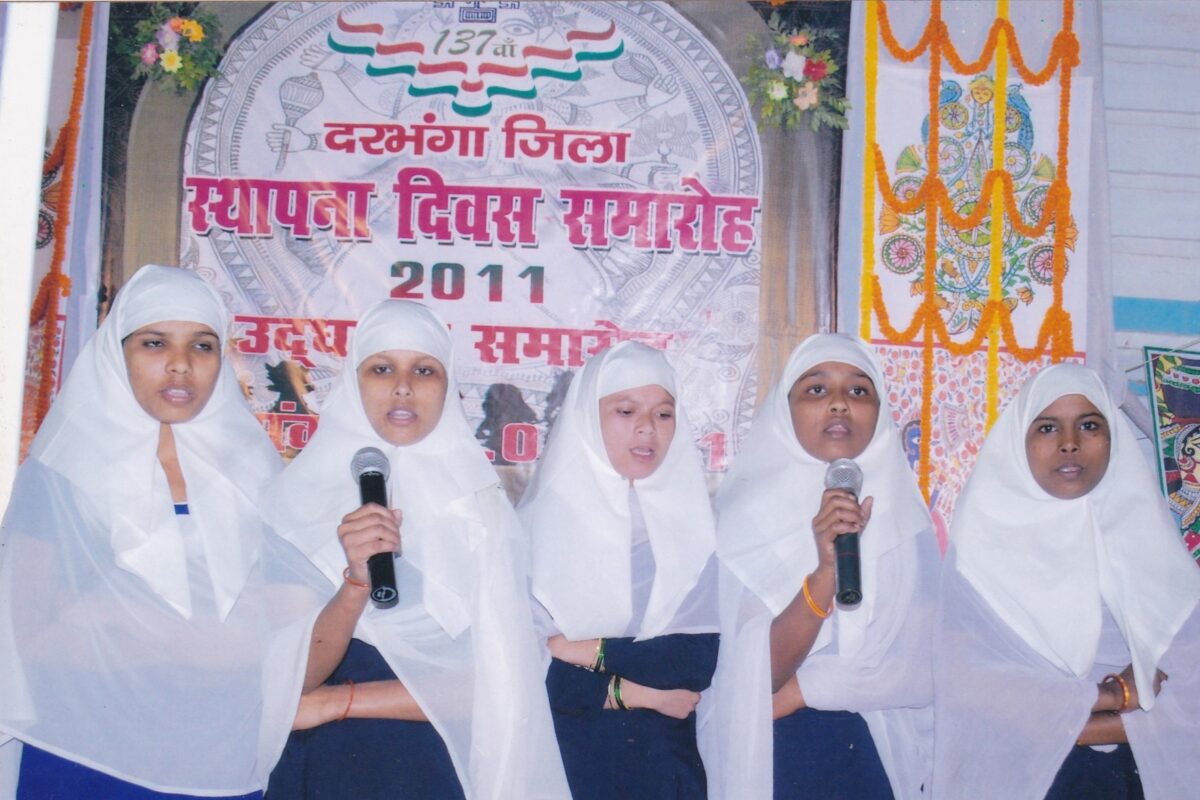 Girls speaking at the MESKP Foundation Day celebration, 2011
