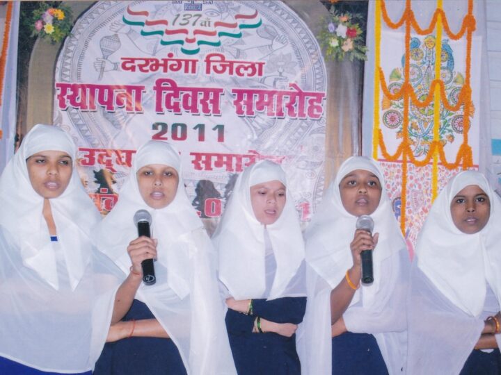 Girls speaking at the MESKP Foundation Day celebration, 2011