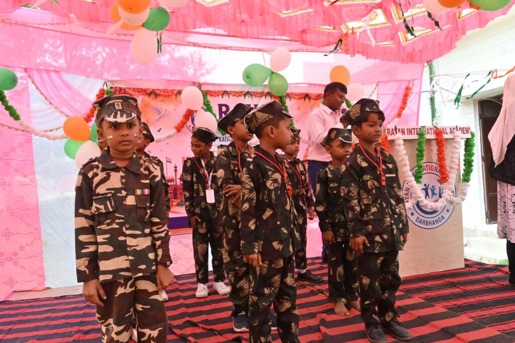 Independence Day 2026 at the Kathalia campus 6 Children in army costumes performing on Independence Day