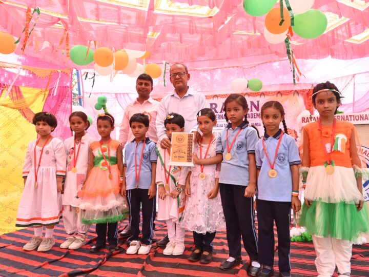 Students on stage at the Independence Day celebration