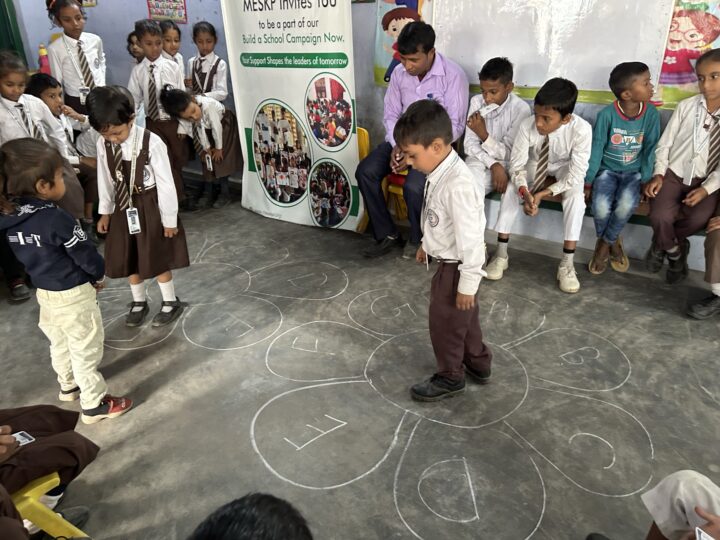 Students taking turns in a classroom game