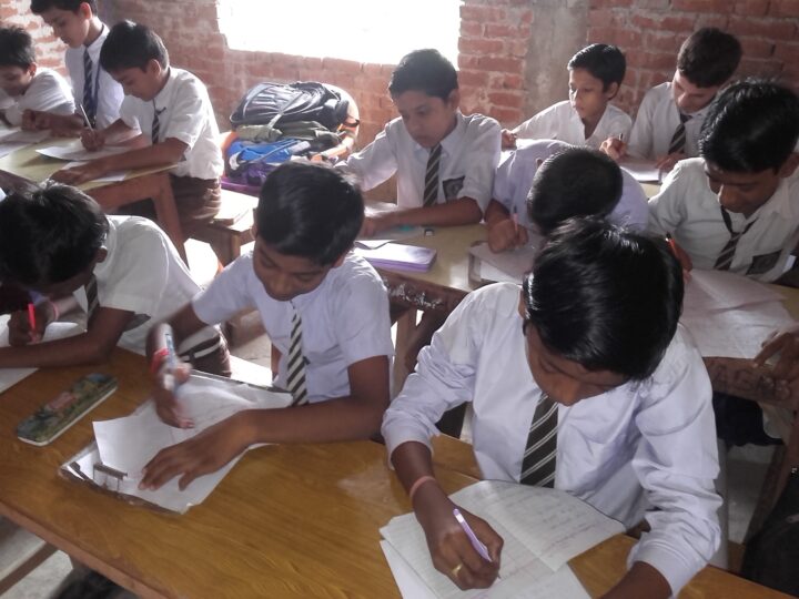 Students concentrating during an exam