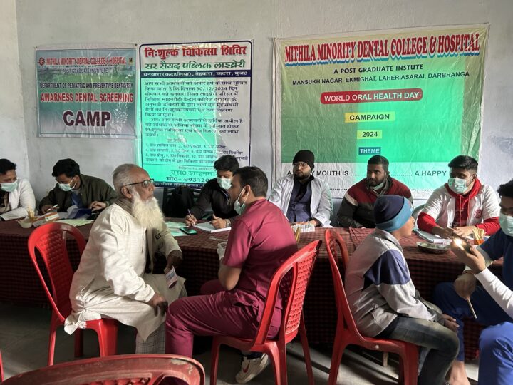 Patients and doctors at the dental camp