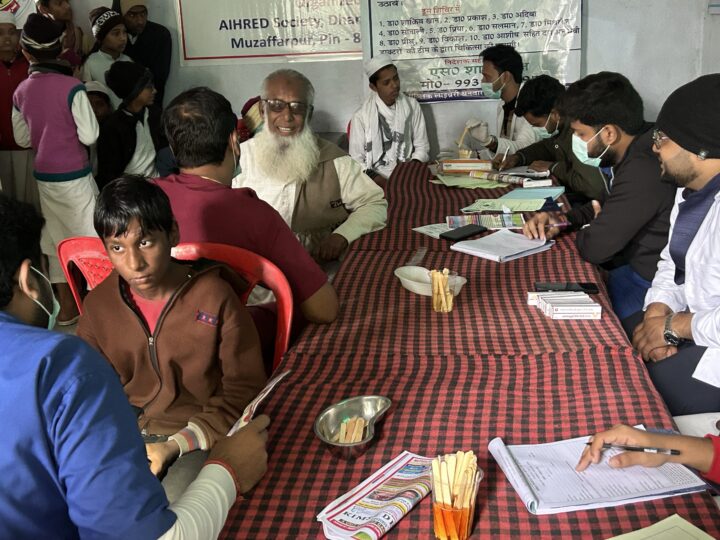 Villagers waiting at the free dental screening camp