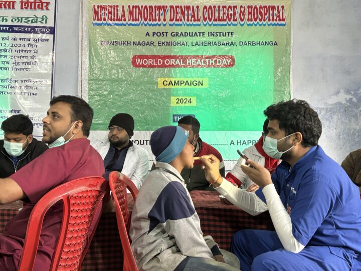 Home 3 Dentist examining a patient at the free dental screening camp, Darbhanga, December 2024