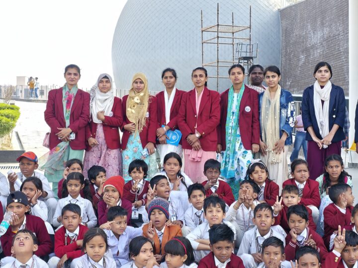 Students sitting together on an educational trip