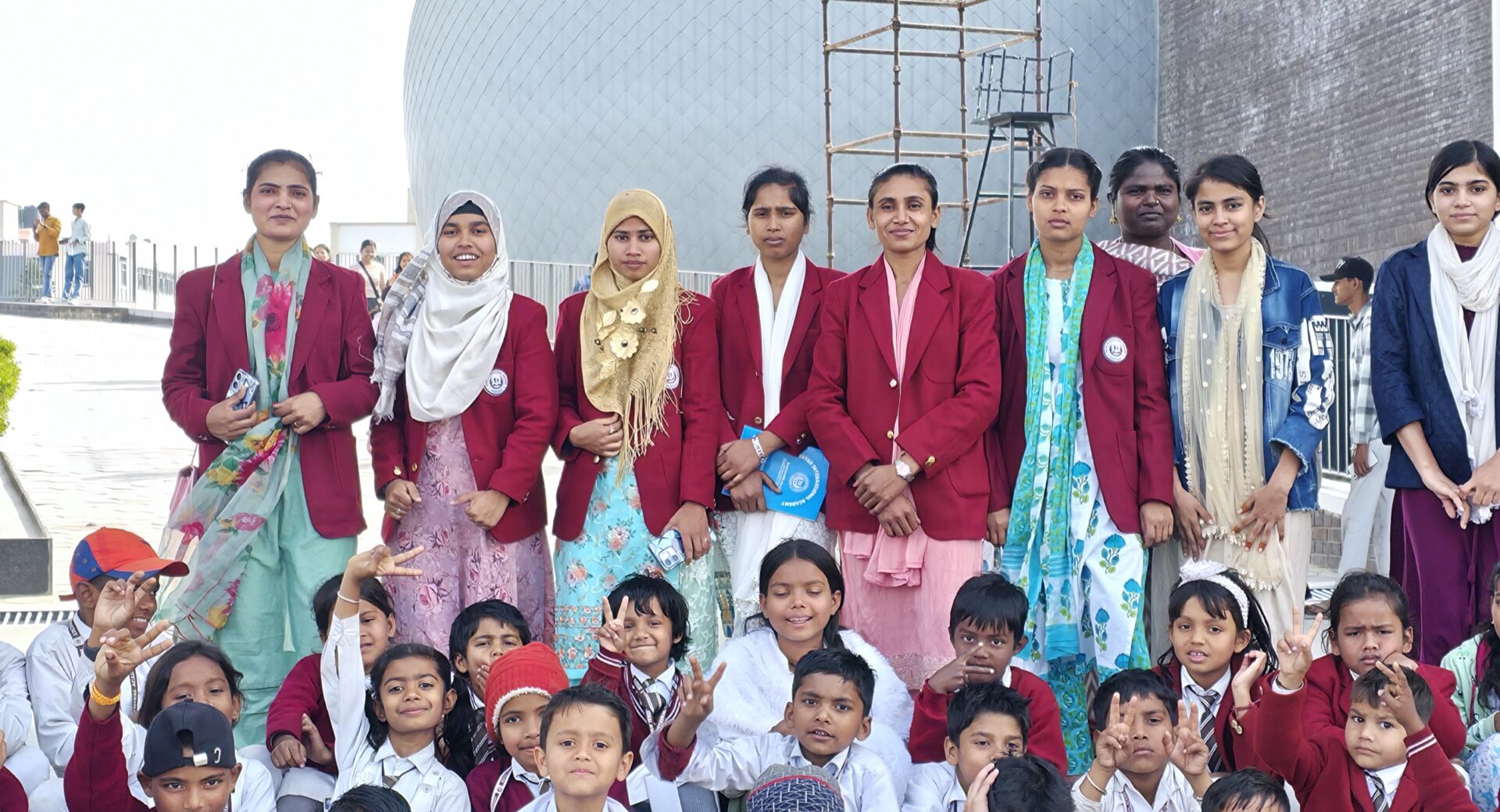 Teachers and students together on an educational trip
